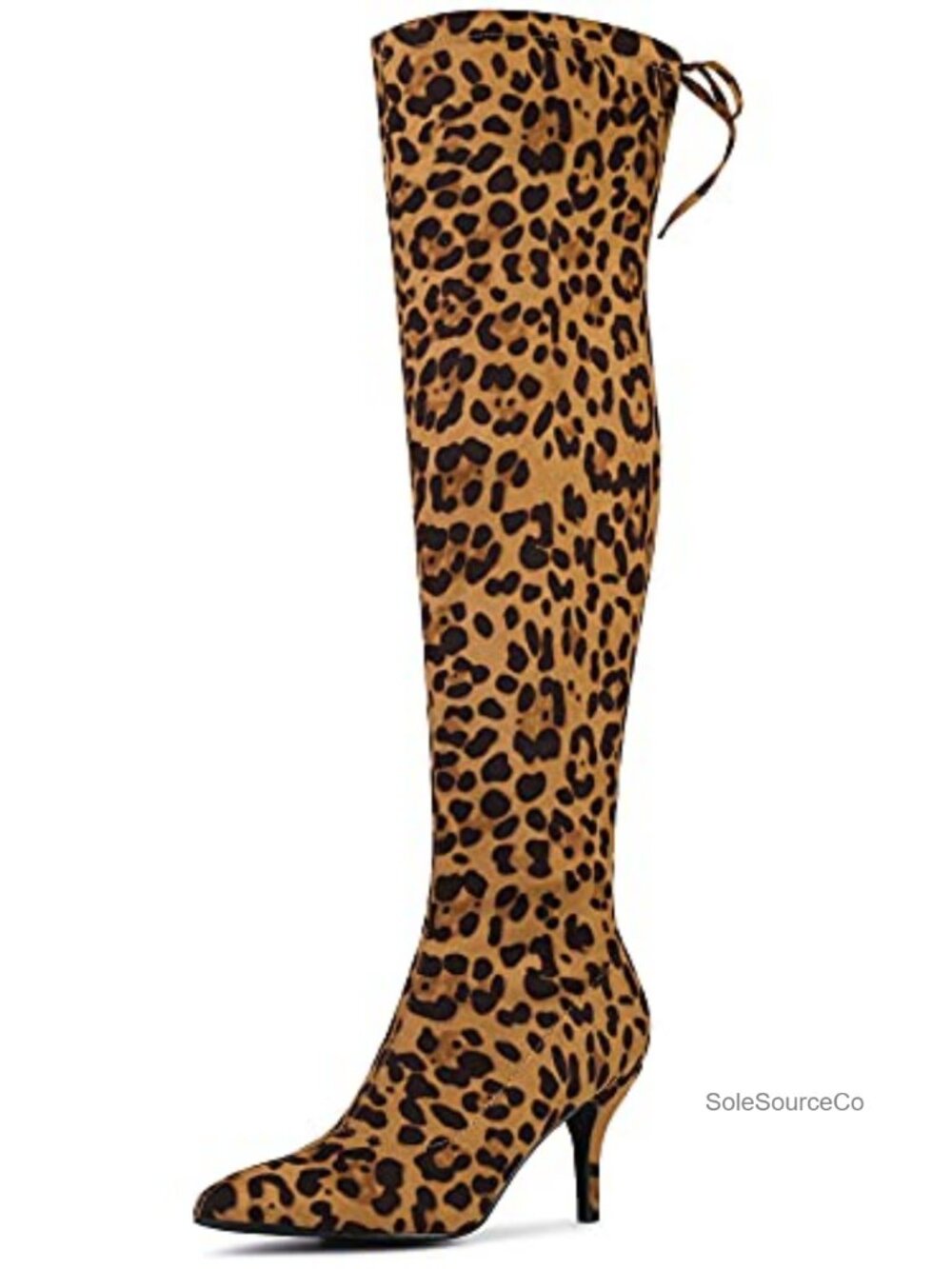 Faux Suede Over the Knee High Boots Round Toe Chunky Heel Lace Up